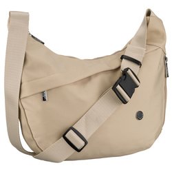 Dámska polyesterová kabelka v svetlej béžovej farbe, so zapínaním na zips a vonkajším vreckom - Peterson
