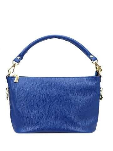 Modrá koža PATRIZIA 419-040 Dámska taška cez rameno Shopper so zlatým kovaním a odnímateľným popruhom