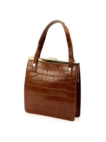 Dámska kožená kabelka Luka 19-90 COCO Brown, Medium, Shoulder/Crossbody/Handbag, With Crocodile Motif