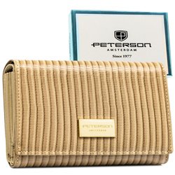 Dámska peňaženka z prírodnej a ekologickej kože v béžovej farbe so vzorom z plisénKI - Peterson