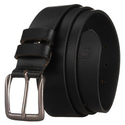Klasický čierny kožený pánsky opasok s tradičnou prackou - Peterson