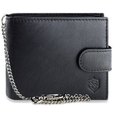 Pánska kožená peňaženka STEVENS čierna s reťazcom