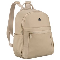 Malý dámsky batoh z polyesteru v ecru farbe, jednokomorový s vonkajším vreckom - Peterson