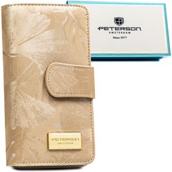 Béžová peňaženka vertikálnej orientácie z prírodnej a ekologickej kože - Peterson