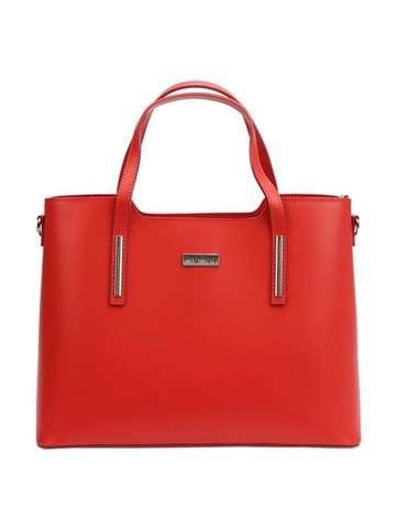 Veľká Červená Kožená Kabelka MiaMore 01-035 D Shopper na Rameno s Odopínateľným Popruhom Natural Leather