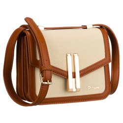 Dámska poštová taška v ecru a hnedej farbe, dve priehradky - Peterson