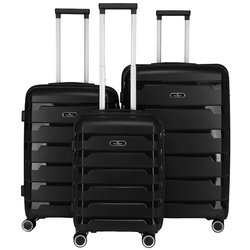 Čierna sada kufrov z polypropylénu s kódovanými zámkami - Peterson