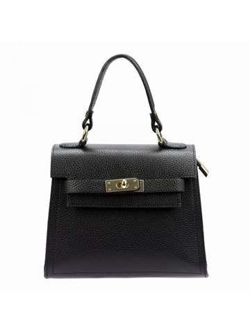 Čierna kožená kabelka Luka 19-17 MN DOLLARO Aktovka so zlatými detailmi a nastaviteľným popruhom