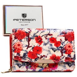 Módna, farebná dámska peňaženka z kvetinovej ekologickej kože - Peterson