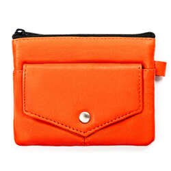 Kľúčenka z prírodnej kože v oranžovej farbe s vreckami na zips