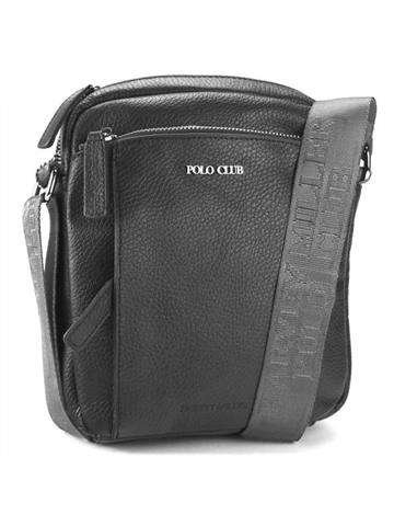 Čierna kožená taška Harvey Miller Polo Club 30327 Shoulder