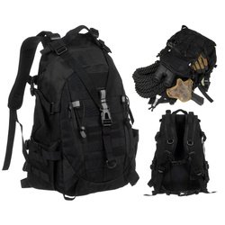 Športový vojenský batoh v čiernej farbe zavesený na nastaviteľných popruhoch - Peterson