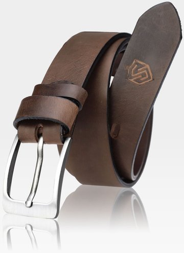 Pánsky kožený opasok STEVENS Faced Leather Super Quality Dark Brown