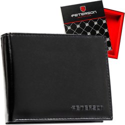 Elegantná čierna pánska peňaženka z prírodnej kože bez vonkajšieho zapínania - Peterson
