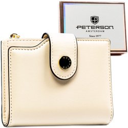 Stredná dámska peňaženka z béžovej ekologickej kože, na registračnú kartu - Peterson