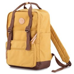 Žlto-hnedý mestský batoh s priehradkou na notebook so zapínaním na zips - Himawari