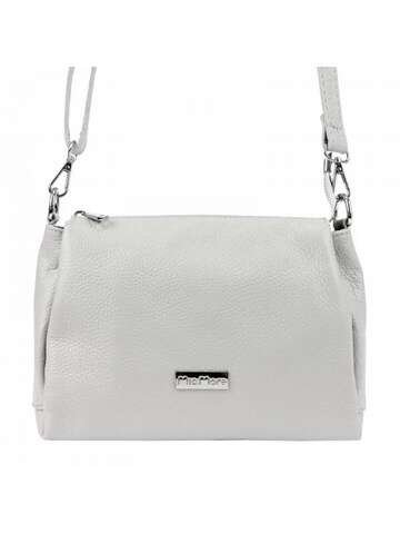 Dámska kabelka MiaMore 01-002 DOLLARO Prírodná koža Svetlo šedá Crossbody