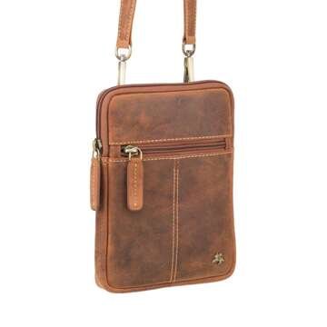 Visconti Hnedá kožená pánska taška S-10 s nastaviteľným popruhom