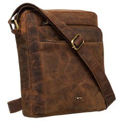 Pánska hnedá kožená poštová taška zavesená na nastaviteľnom remienku - Peterson