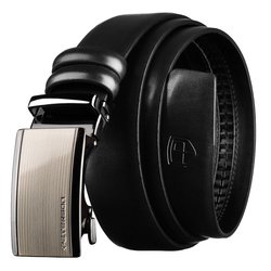 Čierny pánsky opasok s automatickou prackou z prírodnej kože - Peterson