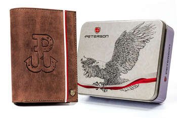 Veľká pánska kožená peňaženka s vlasteneckým motívom - Peterson