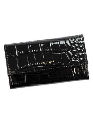 Čierne dámske kožené puzdro MiaMore PHONE CASE L1782-2 pre iPhone 13 Pro so zlatou retiazkou a slotmi na karty