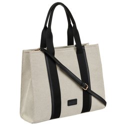 Módna dámska nákupná taška v čiernej a béžovej farbe s nastaviteľným popruhom - Peterson