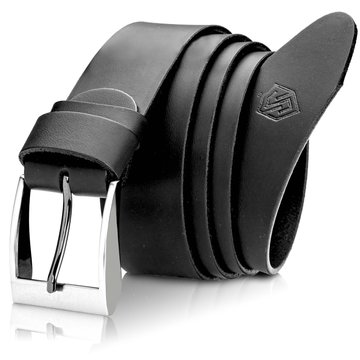 Pánsky kožený opasok STEVENS Faced Leather Super Quality Wide 4cm Black