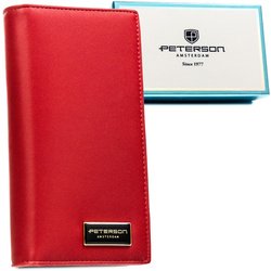 Červená dámska peňaženka z prírodnej a ekologickej kože so zapínaním na magnet a zips - Peterson