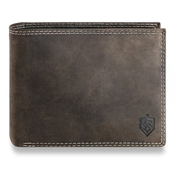 Pánska kožená horizontálna peňaženka STEVENS s rozšíriteľným ochranným panelom RFID Brown
