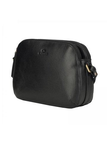 Čierna pánska kožená taška na listy EL FORREST LB38-68 cez rameno s nastaviteľným popruhom