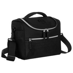 Čierna praktická cestovná toaletná taška zo syntetickej tkaniny s vhodným popruhom - Peterson