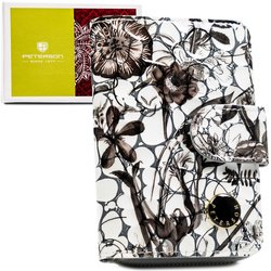 Čierna dámska kožená peňaženka s RFID, zapínanie na cvok a zips - Peterson