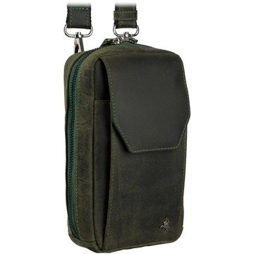 Visconti Zelená kožená pánska taška S-45 s nastaviteľným popruhom a vreckom na telefón