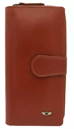 Veľká dámska kožená peňaženka so zapínaním na zips a patentku - Peterson