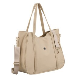 Dámska nákupná taška zo svetlo béžového polyesteru so zapínaním na zips - Peterson
