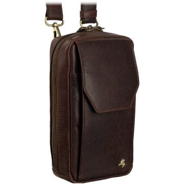 Visconti Hnedá kožená pánska taška S-45 s nastaviteľným popruhom a vreckom na telefón