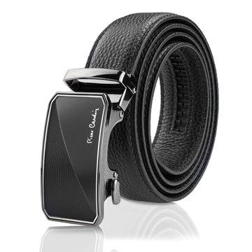 Pánsky kožený opasok Pierre Cardin Black Metal Automatic Buckle