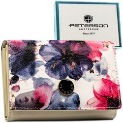 Elegantná dámska kvetinová peňaženka z prírodnej a ekologickej kože - Peterson