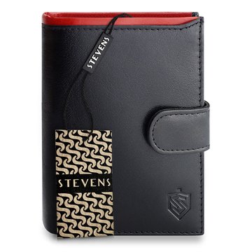 Pánska kožená peňaženka STEVENS s ochranou klipu RFID PREMIUM Black