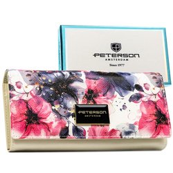 Veľká dámska kvetinová peňaženka z prírodnej a ekologickej kože s RFID - Peterson
