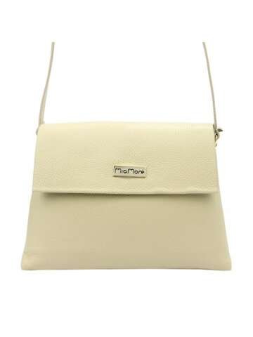 Dámska kožená kabelka MiaMore 01-051 DOLLARO Beige Crossbody Purse