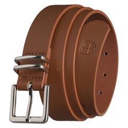 Univerzálny dámsky opasok z hnedej ekologickej kože so striebornou prackou - Peterson