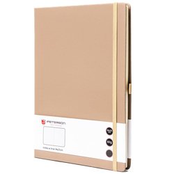 Zápisník v tvrdých doskách v khaki farbe s potlačou v riadkoch - Peterson