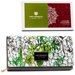 Horizontálna dámska kožená peňaženka vybavená RFID, zapínanie na patentku - Peterson