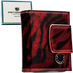 Červená lakovaná dámska peňaženka z prírodnej a eko kože s RFID - Peterson
