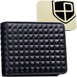 Čierna pánska peňaženka s módnym geometrickým vzorom, bez vonkajšieho zapínania - Peterson