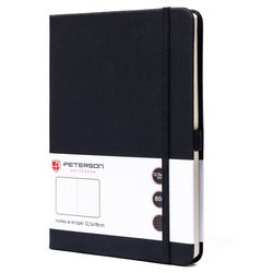Čierny zošit formátu B6 s potlačou bodiek a gumovým uzáverom - Peterson