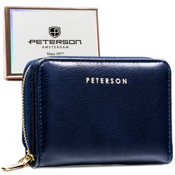 Malá tmavomodrá dámska peňaženka z ekologickej kože vybavená systémom RFID - Peterson