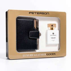 Darčeková súprava: dámska kožená peňaženka a parfumovaná voda Velvet - Peterson